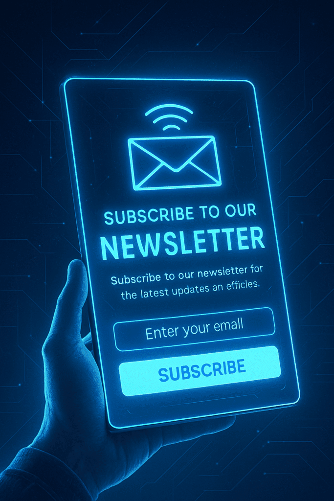 Tablet mit Newsletter-Anmeldung